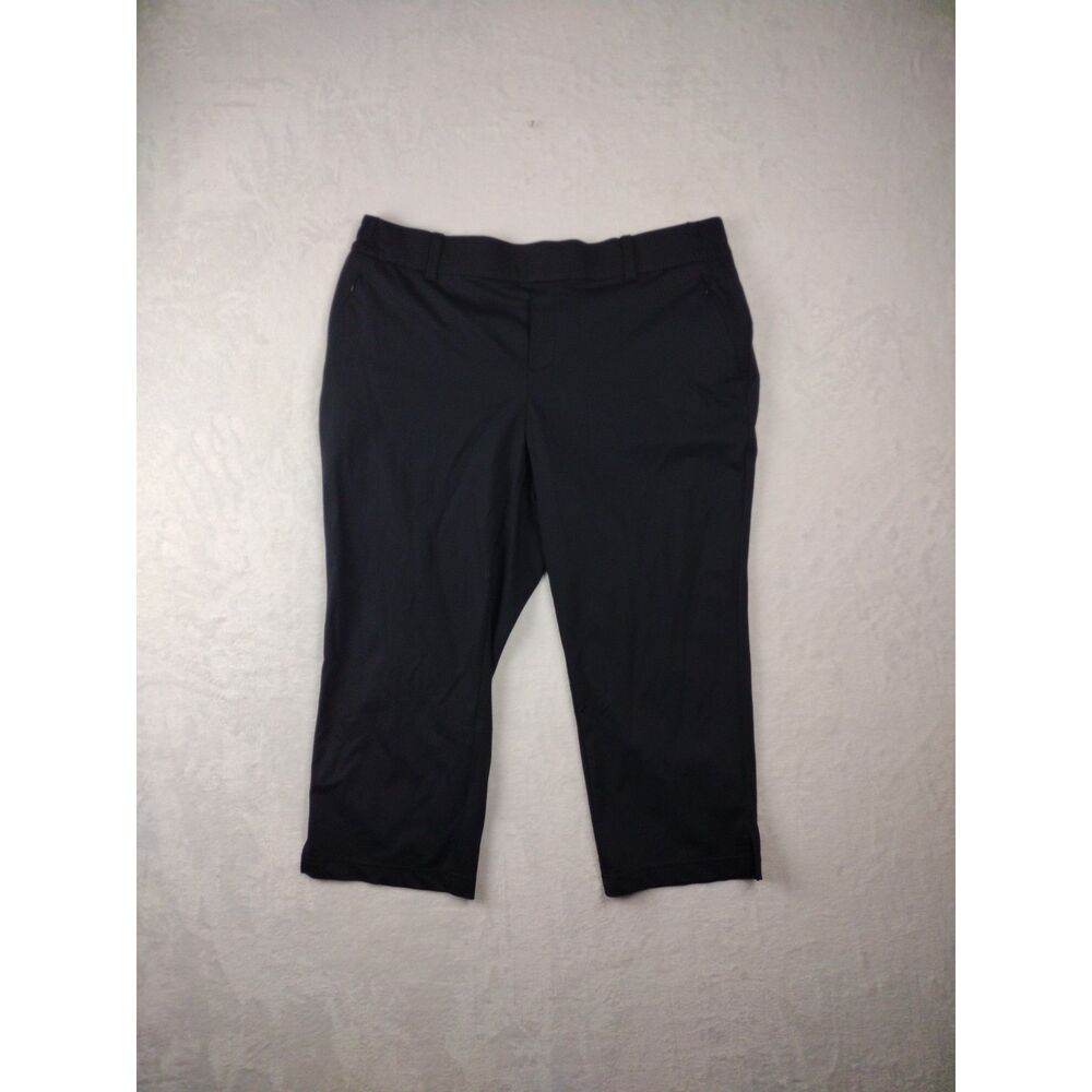 Lands End Womens‎ XL Petite Black Active Crop Pants Zipper Pockets Golf Travel - Picture 2 of 8